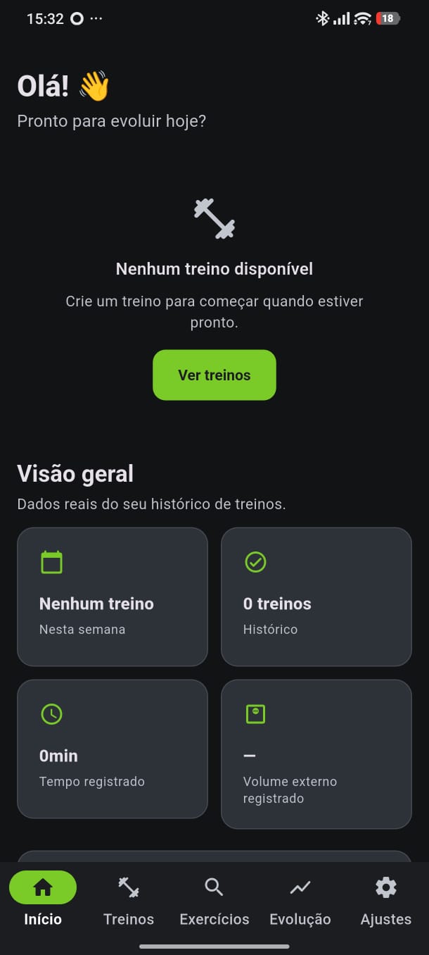 Captura de tela da Início do EvoLift